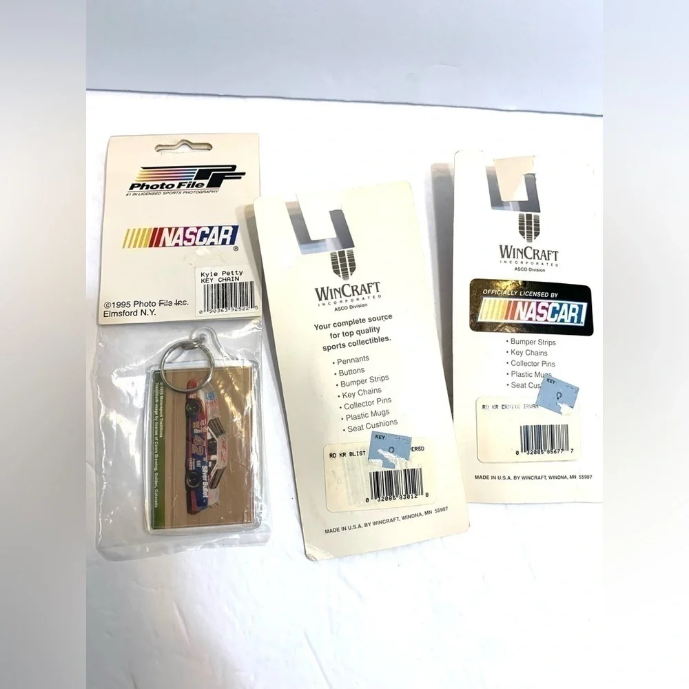 3 Vintage NASCAR Keychains NEW SEALED Kyle Petty Ernie Irvin Talladega Speedway